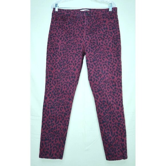Social Standard by Sanctuary Ankle Pants Womens 12 Red Cheetah Print Skinny FIt - Picture 4 of 15